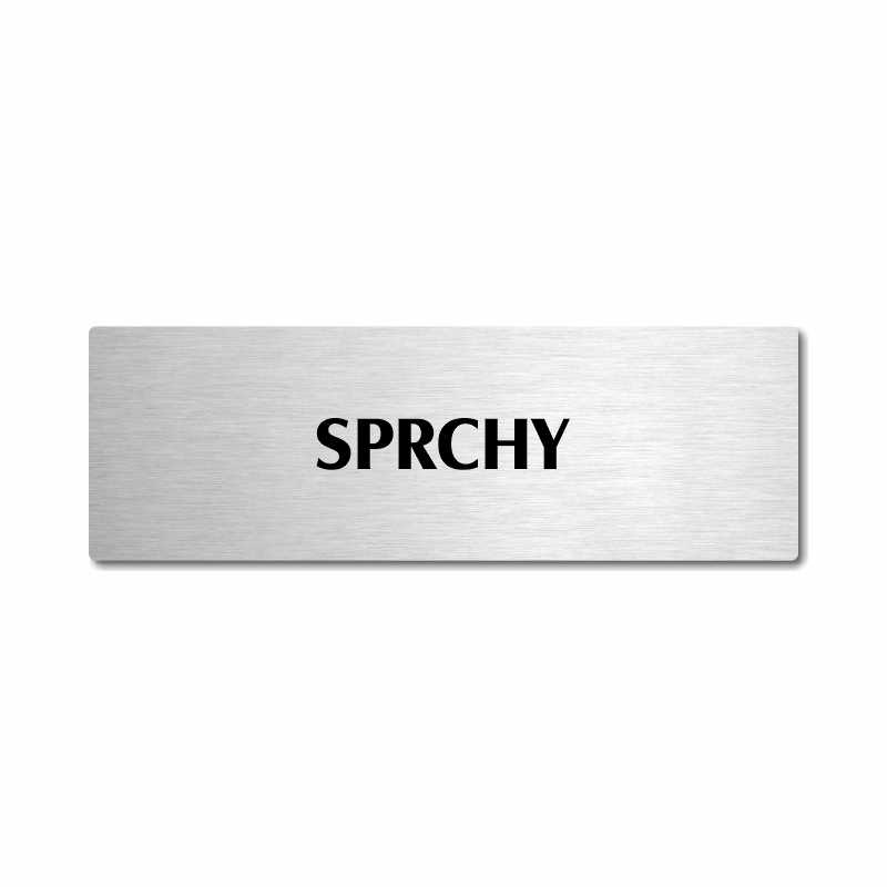 Sprchy, stříbrná popiska na dveře